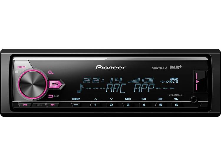 Pioneer Autoradio enkel DIN MVH-X580DAB DAB+ tuner, Aansluiting voor stuurbediening, Bluetooth handsfree