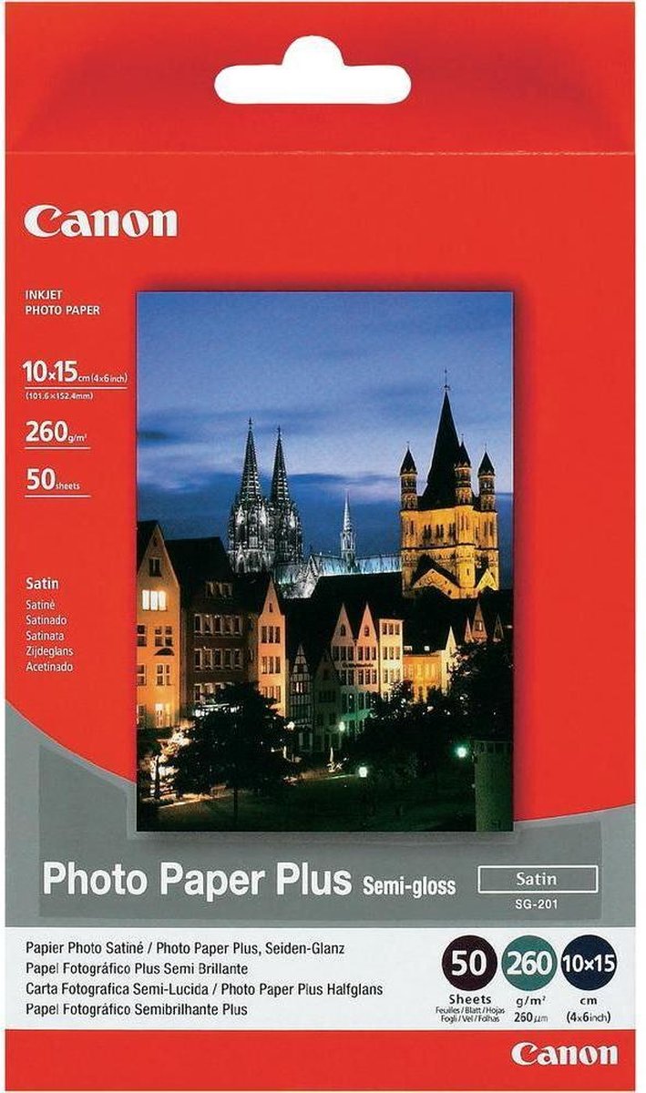 Canon Photo Paper Plus semi-gloss SG-201, 1686B015, 10 x 15 cm, , Zijdeglans, 50 vellen