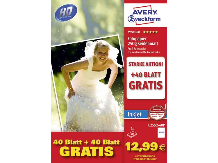 Photo Paper C2552-40P Fotopapier 10 x 15 cm 250 g/mÂ² 80 vellen Zijdemat