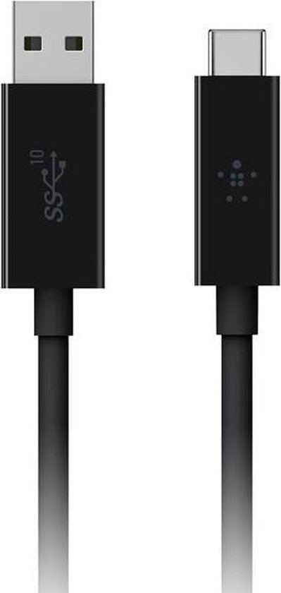 Belkin USB 3.1 Aansluitkabel [1x USB 3.0 stekker A - 1x USB-C stekker] 1.00 m Vlambestendig - Zwart