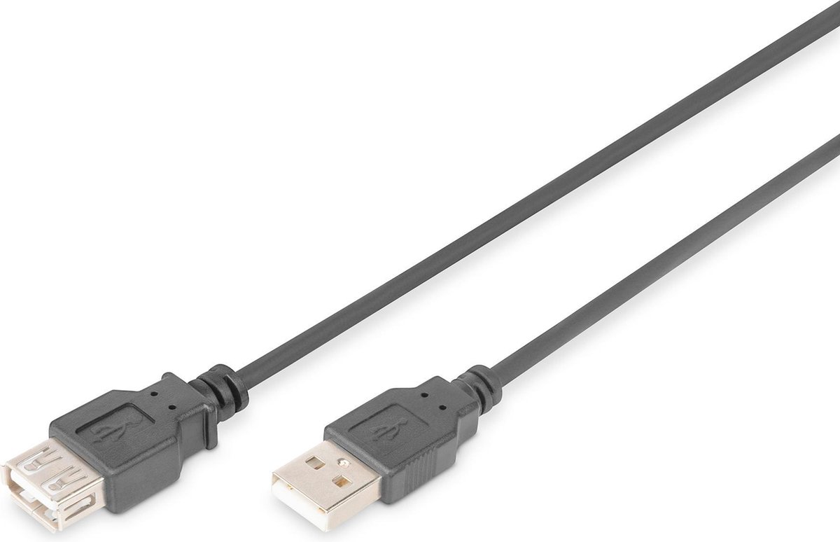 Digitus USB 2.0 Verlengkabel [1x USB-A 2.0 stekker - 1x USB 2.0 bus A] 5.00 m - Negro