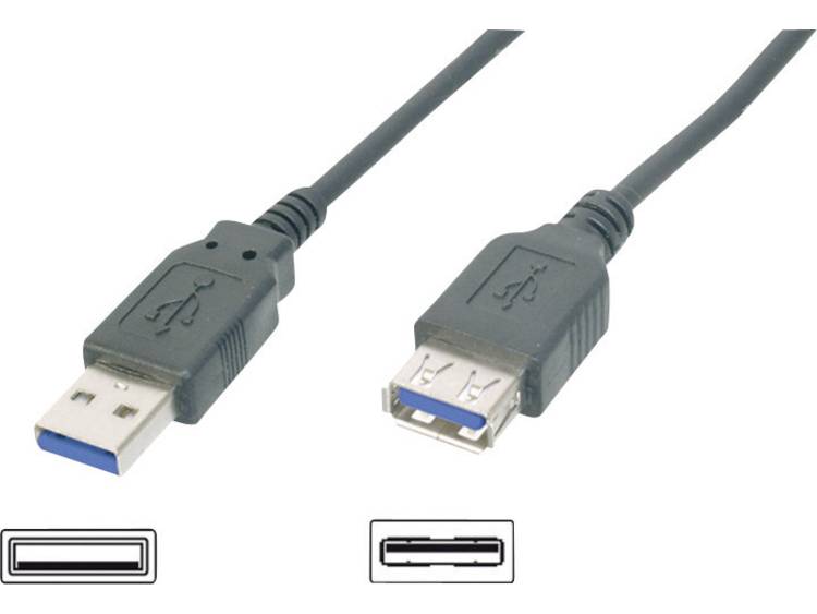 Digitus USB 3.0 Verlengkabel [1x USB 3.0 stekker A - 1x USB 3.0 bus A] 1.80 m - Zwart