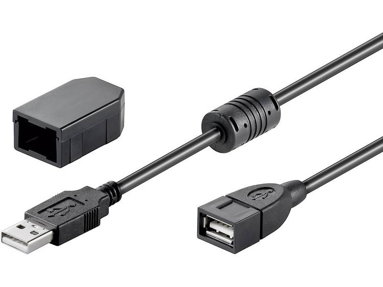 USB 2.0 Verlengkabel [1x USB-A 2.0 stekker - 1x USB 2.0 bus A] 2.00 m Met Ferrietkern - Zwart