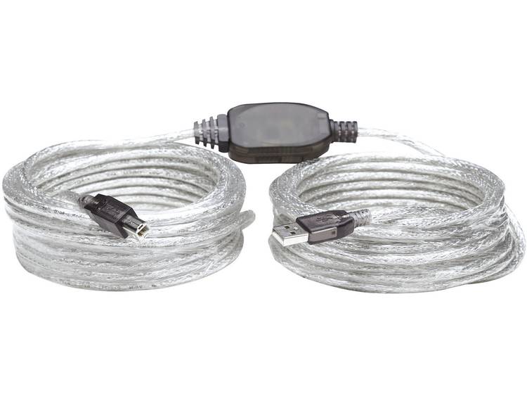 Manhattan USB 2.0 Aansluitkabel [1x USB-A 2.0 stekker - 1x USB-B 2.0 stekker] 11.00 m Transparant