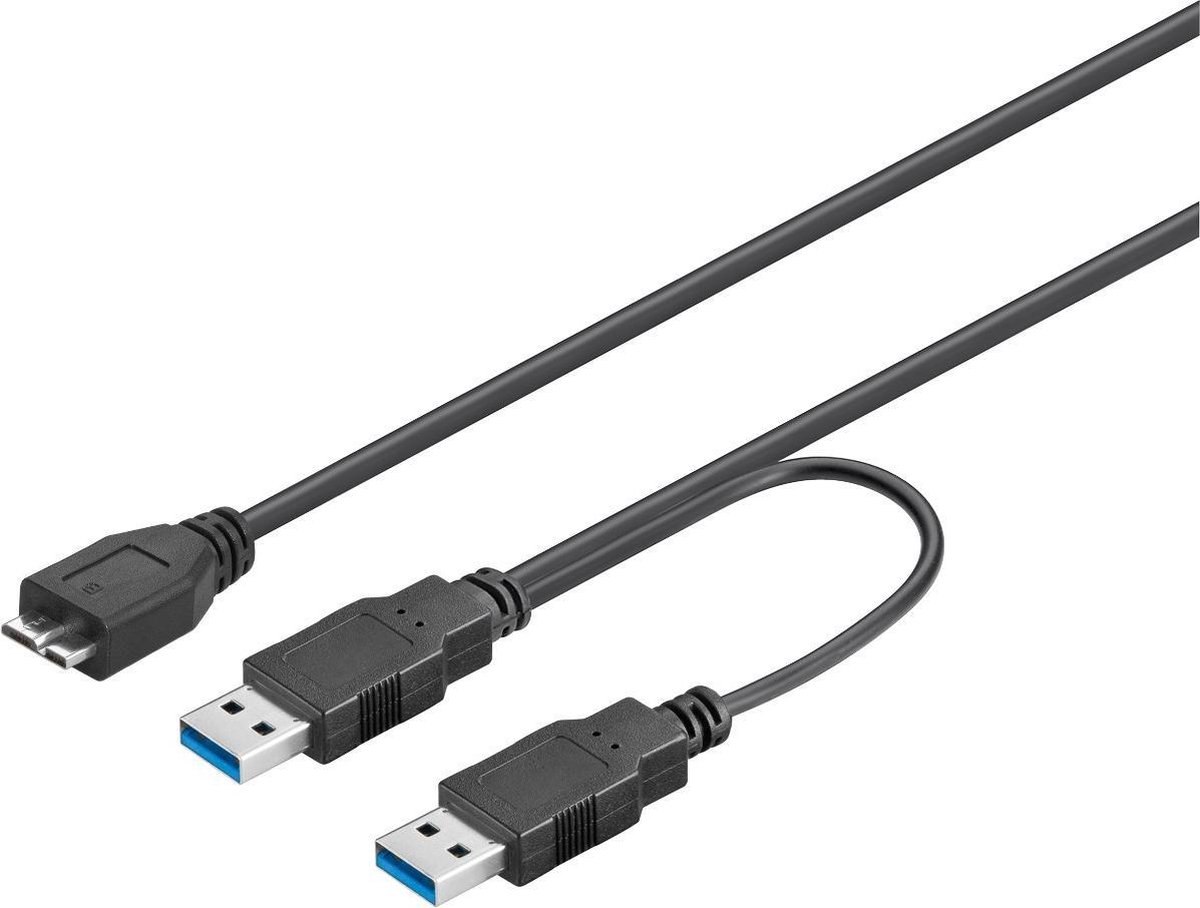 goobay® USB 3.0 Aansluitkabel [2x USB 3.0 stekker A - 1x Micro-USB 3.0 B stekker] 30.00 cm - Negro