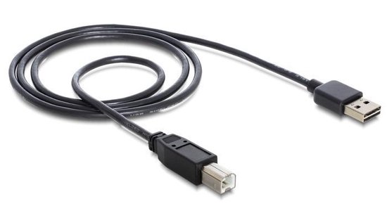 DeLOCK USB 2.0 Aansluitkabel [1x USB-A 2.0 stekker - 1x USB-B 2.0 stekker] 3.00 m Stekker past op beide manieren, Vergulde steekcontacten, UL - Zwart