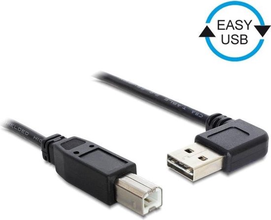 DeLOCK USB 2.0 Aansluitkabel [1x USB-A 2.0 stekker - 1x USB-B 2.0 stekker] 2.00 m Vergulde steekcontacten, UL gecertificeerd - Zwart