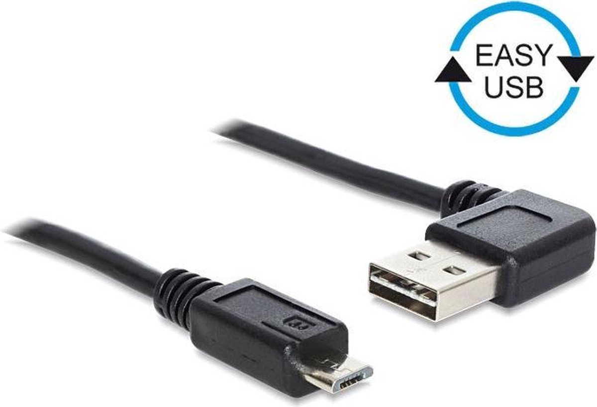 DeLOCK USB 2.0 Aansluitkabel [1x USB-A 2.0 stekker - 1x Micro-USB 2.0 B stekker] 1.00 m Vergulde steekcontacten, UL gecertificeerd - Zwart