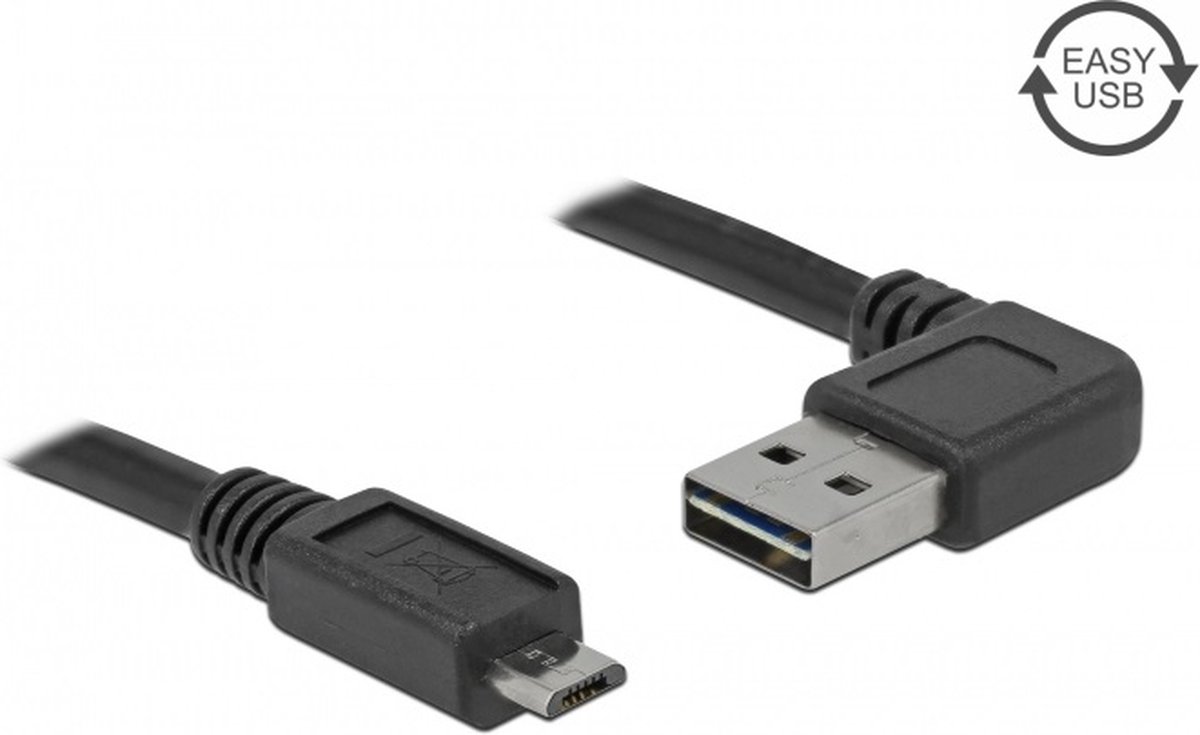 DeLOCK USB 2.0 Aansluitkabel [1x USB-A 2.0 stekker - 1x Micro-USB 2.0 B stekker] 1.00 m Vergulde steekcontacten, UL gecertificeerd - Zwart