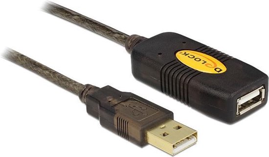 DeLOCK USB 2.0 Verlengkabel [1x USB-A 2.0 stekker - 1x USB 2.0 bus A] 30.00 m Vergulde steekcontacten, UL gecertificeerd - Zwart