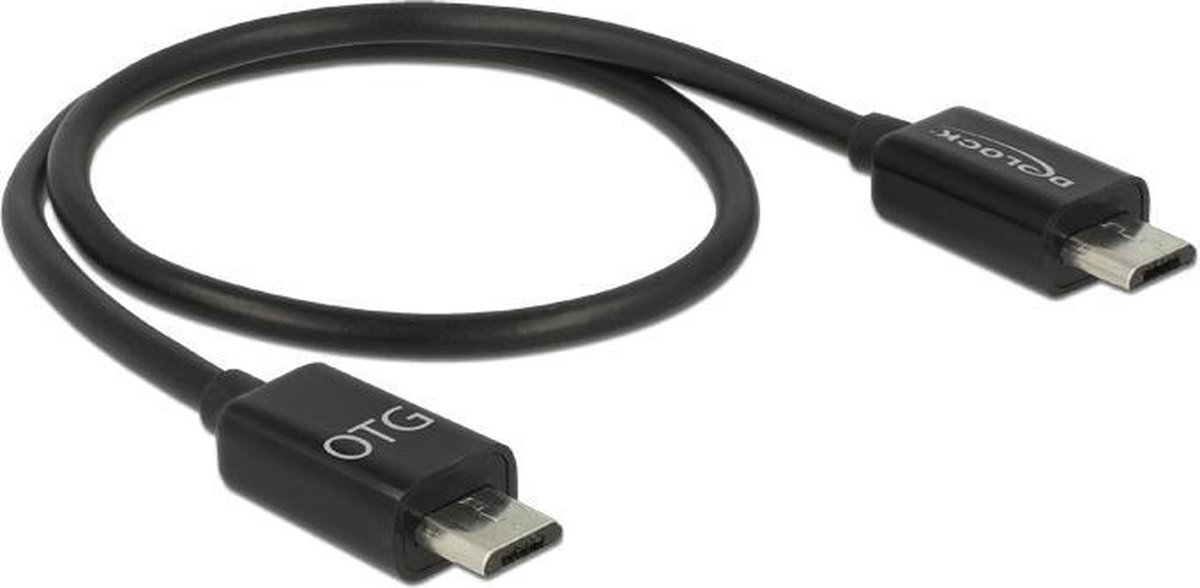 DeLOCK USB 2.0 Aansluitkabel [1x Micro-USB-stekker - 1x Micro-USB-stekker] 30.00 cm Met OTG-functie - Zwart