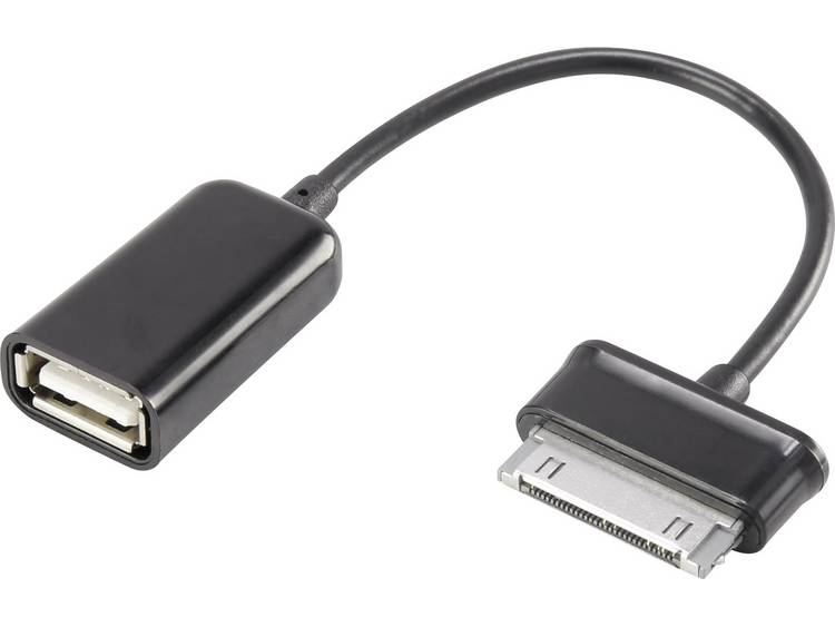 renkforce USB 2.0 Aansluitkabel [1x Samsung stekker - 1x USB 2.0 bus A] 10.00 cm Met OTG-functie, Vergulde steekcontacten, UL gecertificeerd - Zwart