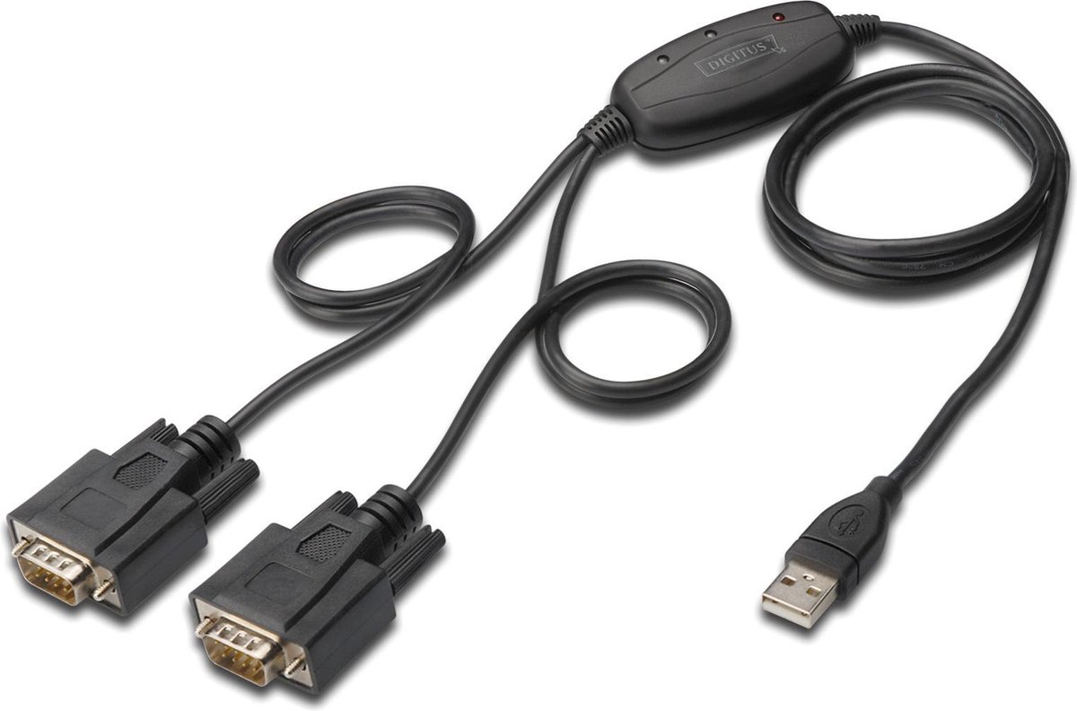 Digitus USB 1.1, Serieel Aansluitkabel [1x USB-A 2.0 stekker - 2x D-sub stekker 9-polig] 1.20 m - Zwart