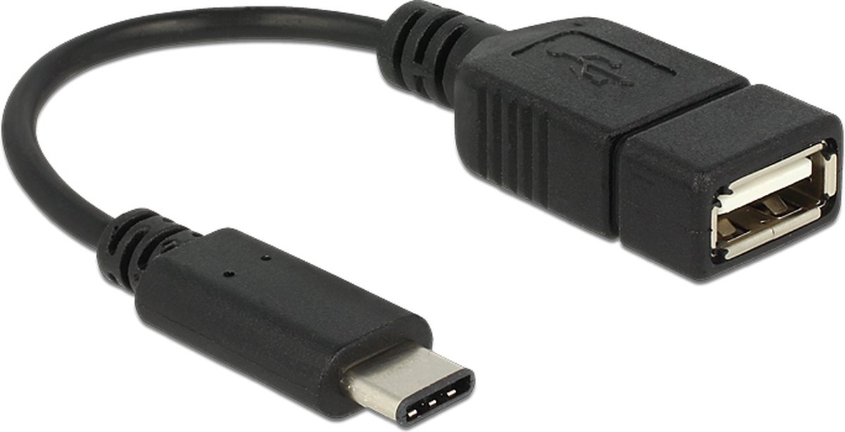 DeLOCK USB 2.0 Adapter [1x USB-C stekker - 1x USB 2.0 bus A] 15.00 cm - Zwart