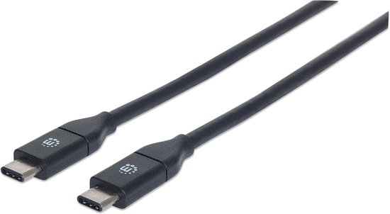 Manhattan USB 3.1 Aansluitkabel [1x USB-C stekker - 1x USB-C stekker] 1.00 m UL gecertificeerd - Zwart