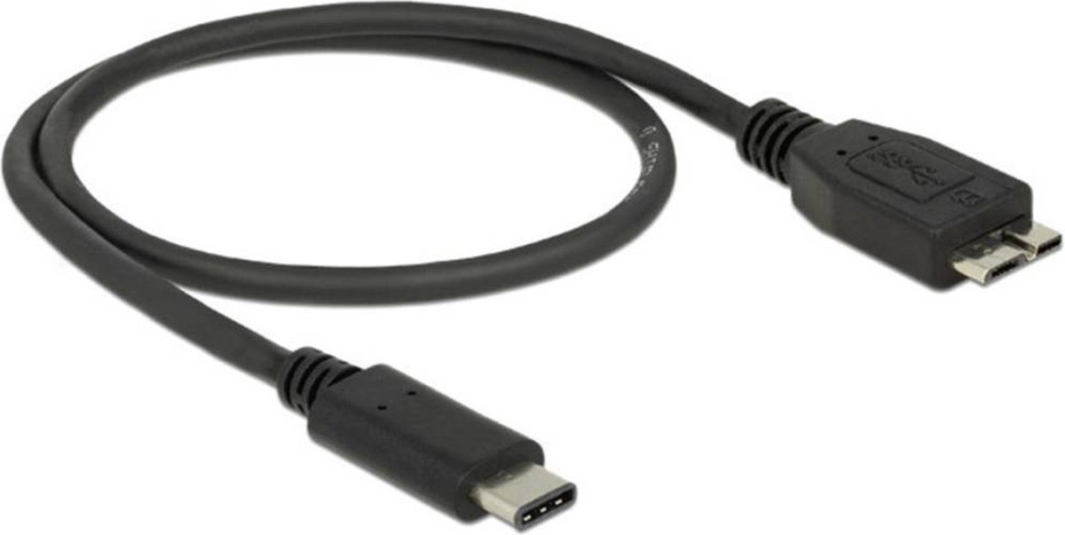 DeLOCK USB 3.1 Aansluitkabel [1x USB-C stekker - 1x Micro-USB 3.0 B stekker] 0.50 m - Zwart