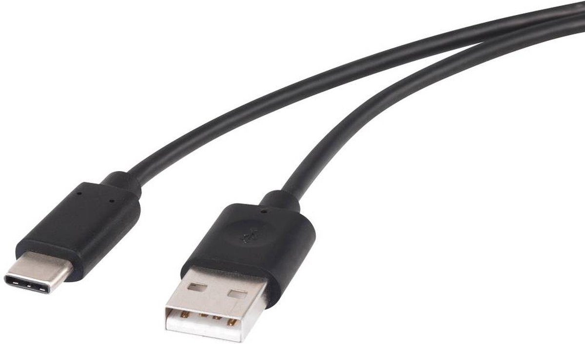 renkforce USB 2.0 Aansluitkabel [1x USB-A 2.0 stekker - 1x USB-C stekker] 1.00 m Vergulde steekcontacten - Zwart