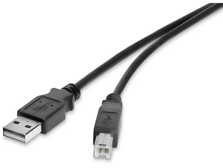 renkforce USB 2.0 Aansluitkabel [1x USB-A 2.0 stekker - 1x USB-B 2.0 stekker] 0.50 m Vergulde steekcontacten - Zwart