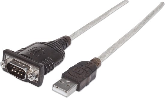 Manhattan USB 1.1 Adapter [1x USB 1.1 stekker A - 1x D-sub stekker 9-polig] 1.80 m Vergulde steekcontacten - Grijs