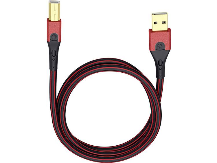 Oehlbach USB Evolution B USB 2.0 Aansluitkabel [1x USB-A 2.0 stekker - 1x USB-B 2.0 stekker] 7.50 m/zwart Vergulde steekcontacten - Rood