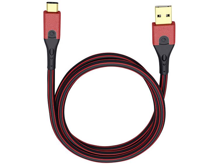 Oehlbach USB 3.1 Aansluitkabel [1x USB 3.0 stekker A - 1x USB-C stekker] 1.00 m/zwart Vergulde steekcontacten USB Evolution C3 - Rood