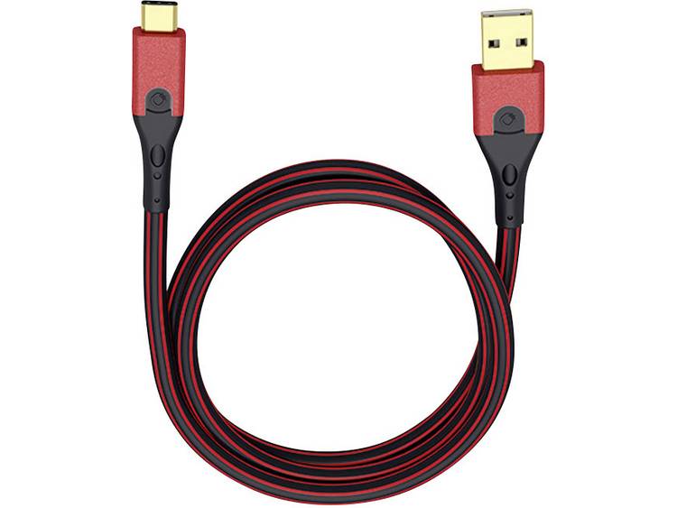 Oehlbach USB 3.1 Aansluitkabel [1x USB 3.0 stekker A - 1x USB-C stekker] 3.00 m/zwart Vergulde steekcontacten USB Evolution C3 - Rood