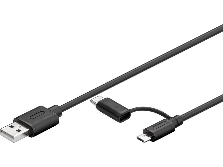 goobay® USBAansluitkabel[1x USB-A 2.0 stekker - 1x Micro-USB 2.0 B stekker, USB-C stekker]1.00 m - Zwart