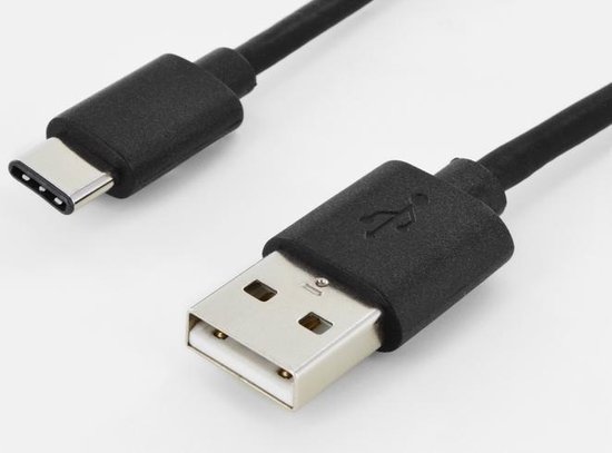 Digitus USB 2.0 Aansluitkabel [1x USB-C 2.0 stekker - 1x USB-A 2.0 stekker] 1.80 m Rond, Stekker past op beide manieren, Afgeschermd (dubbel) - Zwart