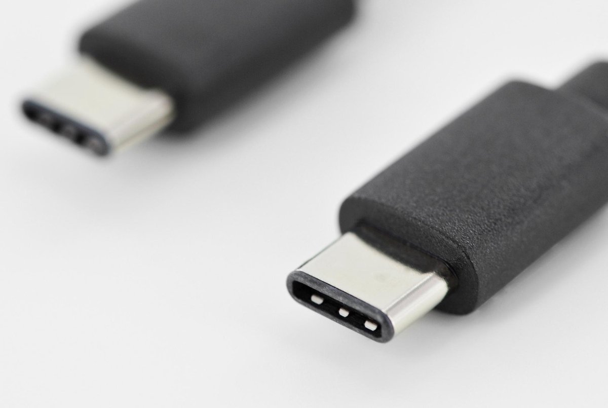 Digitus USB 2.0 Aansluitkabel [1x USB-C 2.0 stekker - 1x USB-C 2.0 stekker] 1.80 m Rond, Stekker past op beide manieren, Afgeschermd (dubbel) - Zwart