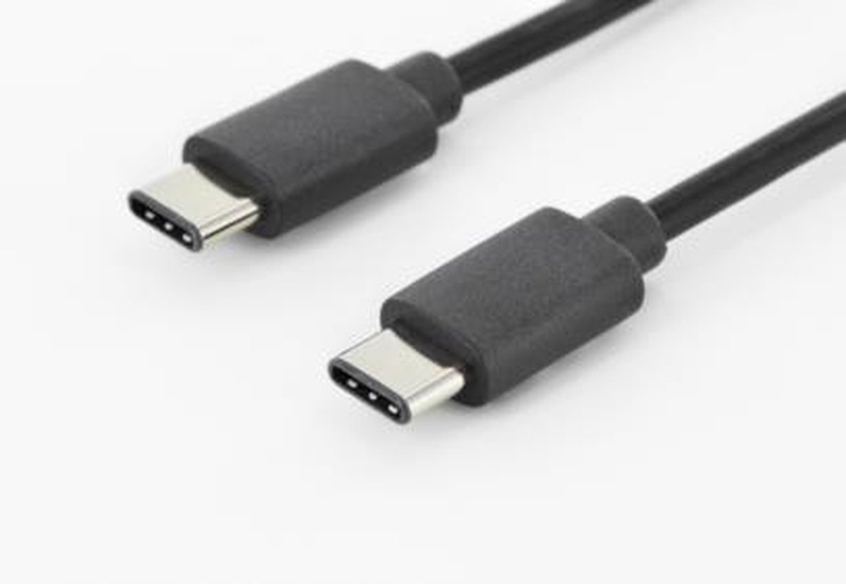 Digitus USB 2.0 Aansluitkabel [1x USB-C 2.0 stekker - 1x USB-C 2.0 stekker] 1.80 m Rond, Stekker past op beide manieren, Afgeschermd (dubbel) - Zwart