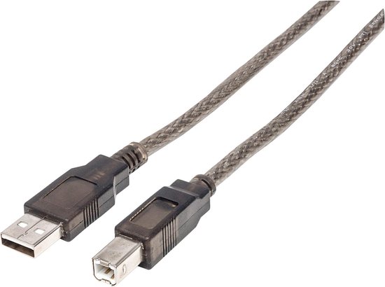 Manhattan USB 2.0 Aansluitkabel [1x USB-A 2.0 stekker - 1x USB-B 2.0 stekker] 15.00 m Rond, Met LED - Zwart