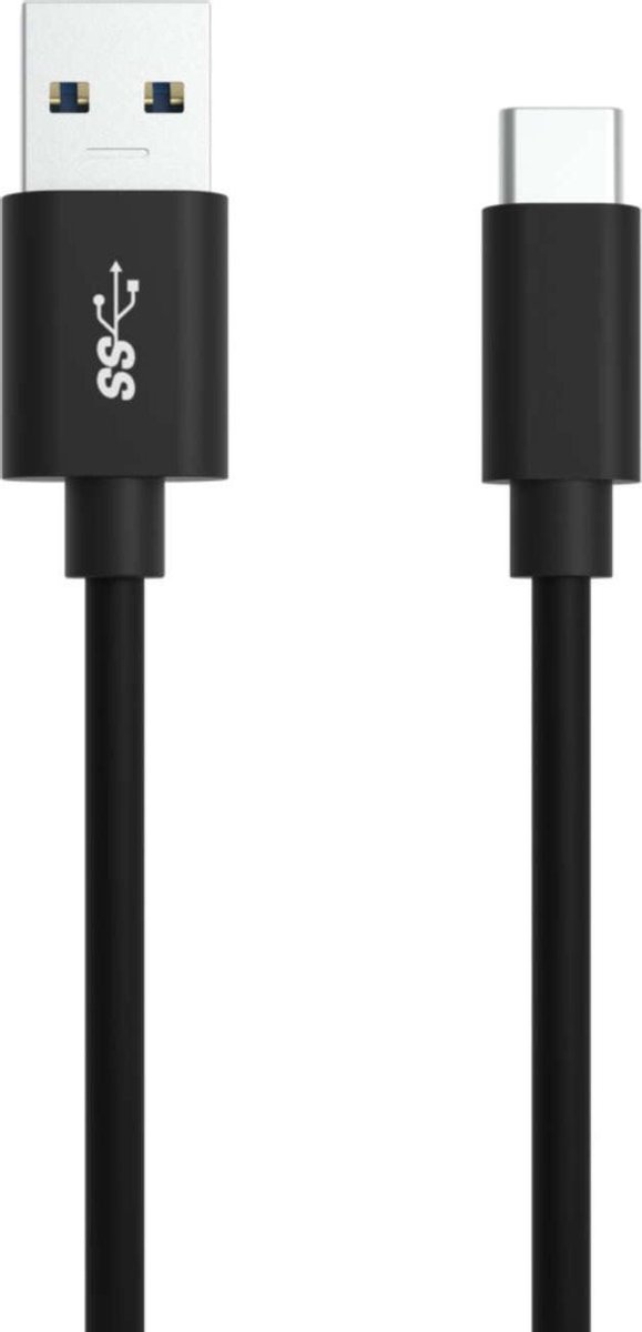 Ansmann Mobiele telefoon, Laptop Laadkabel [1x USB 3.0 stekker A - 1x USB 3.0 stekker C] 1.20 m Aluminium-stekker, TPE-mantel, Stekker past op beide - Zwart