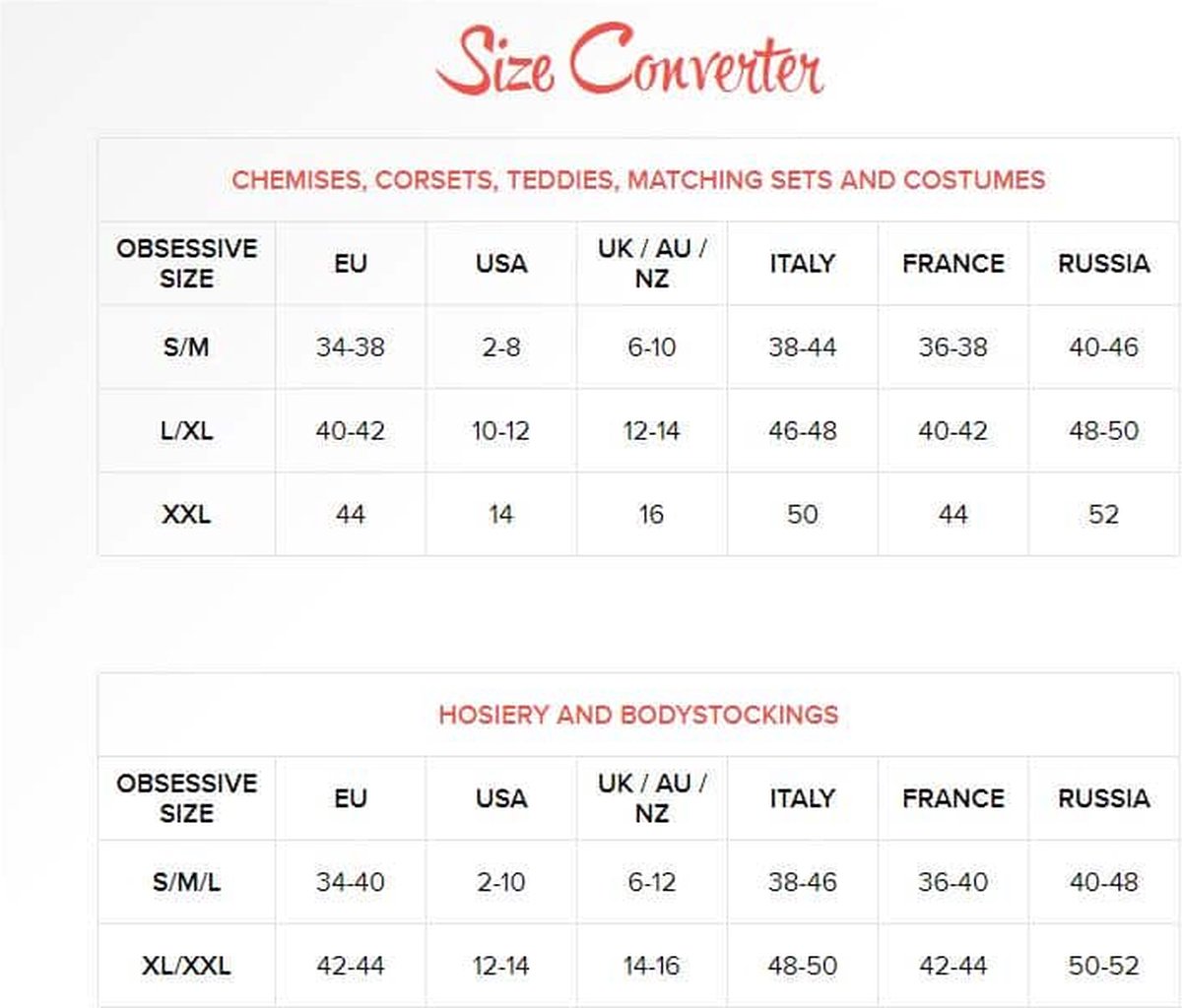 OBSESSIVE BODYSTOCKING BLACK N109 S/M - Zwart