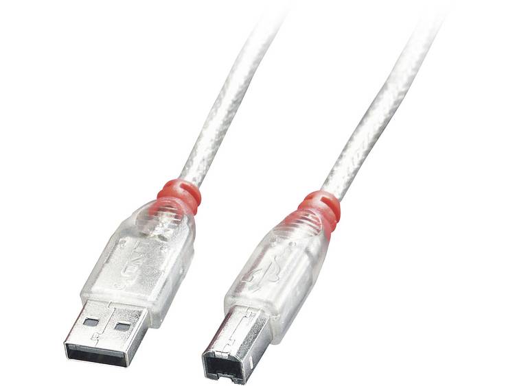 Lindy USB 2.0 Aansluitkabel [1x USB-A 2.0 stekker - 1x USB-B 2.0 stekker] 0.50 m Transparant