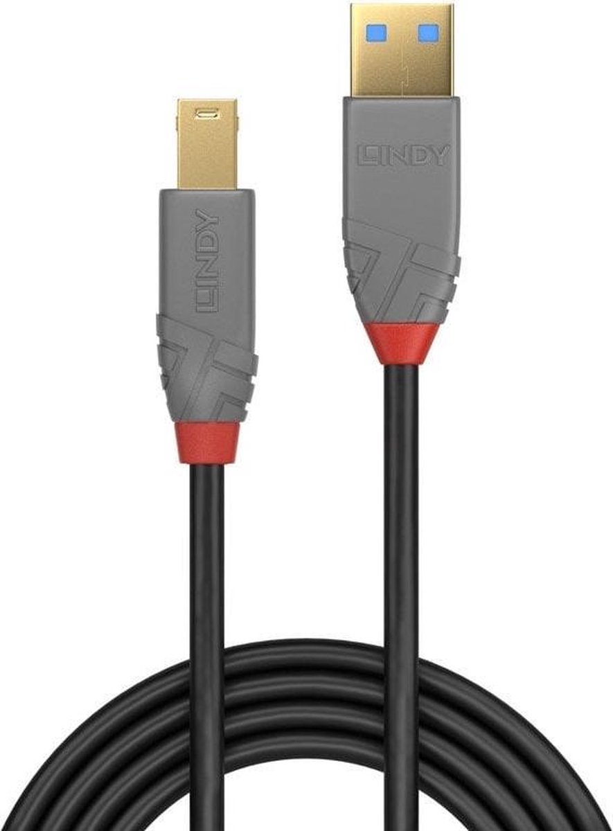 Lindy USB 3.0 Aansluitkabel [1x USB 3.0 stekker A - 1x USB 3.0 stekker B] 0.50 m - Zwart