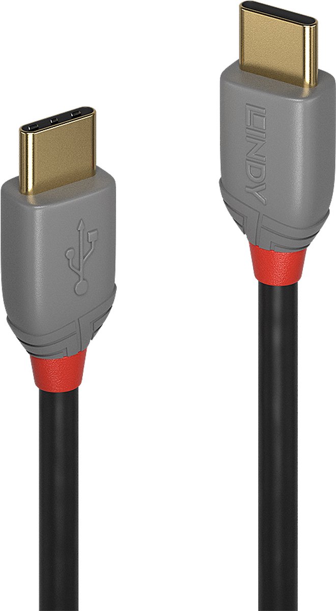 Lindy USB 2.0 Aansluitkabel [1x USB-C stekker - 1x USB-C stekker] 0.50 m - Zwart