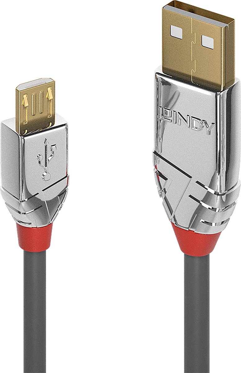 Lindy USB 2.0 Aansluitkabel [1x USB-A 2.0 stekker - 1x Micro-USB 2.0 B stekker] 0.50 m - Grijs