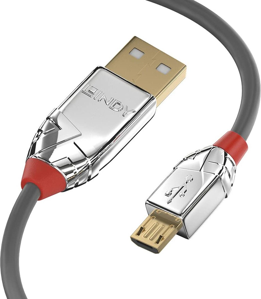 Lindy USB 2.0 Aansluitkabel [1x USB-A 2.0 stekker - 1x Micro-USB 2.0 B stekker] 1.00 m - Grijs