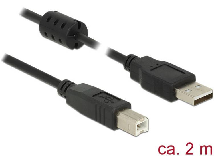 DeLOCK USB 2.0 Aansluitkabel [1x USB-A 2.0 stekker - 1x USB-B 2.0 stekker] 2.00 m Met Ferrietkern - Zwart