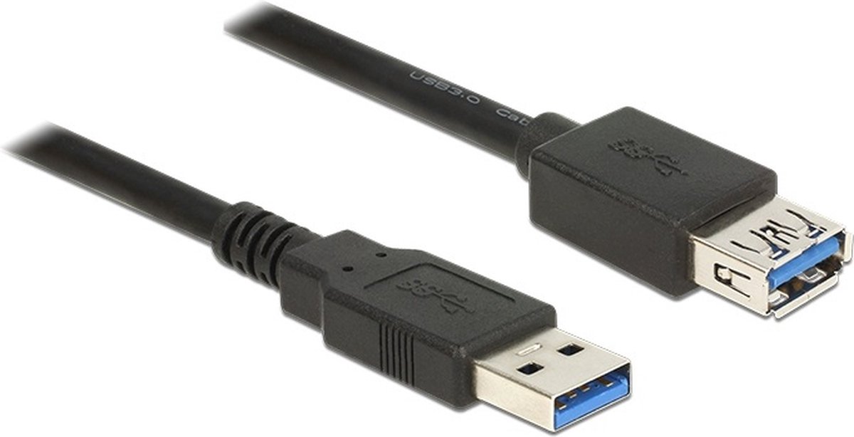 DeLOCK USB 3.0 Verlengkabel [1x USB 3.0 stekker A - 1x USB 3.0 bus A] 2.00 m Vergulde steekcontacten - Zwart