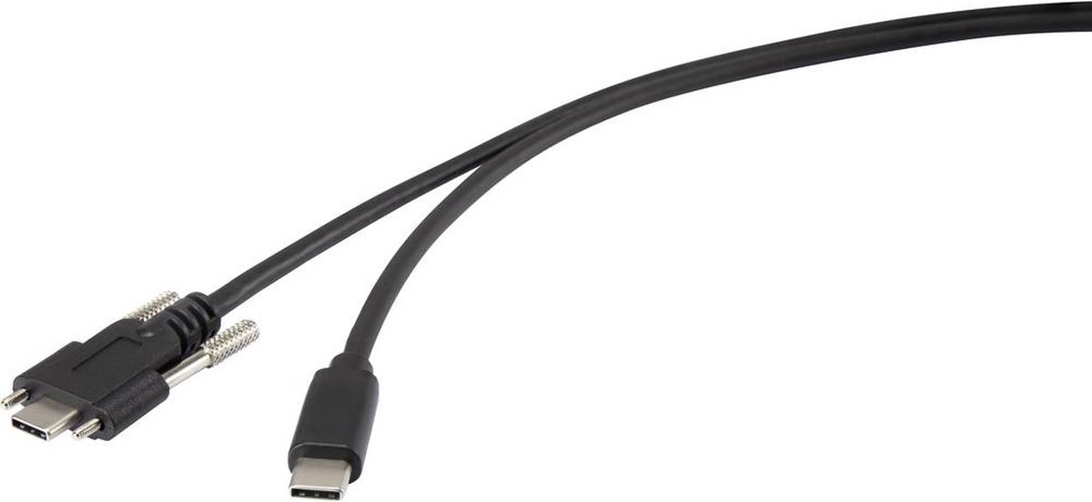 renkforce USB 3.1 (gen. 1) Aansluitkabel [1x USB-C stekker - 1x USB-C stekker] 1.00 m Schroefbaar - Zwart