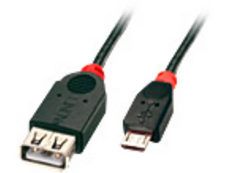 Lindy USB 2.0 Aansluitkabel [1x Micro-USB 2.0 B stekker - 1x USB 2.0 bus A] 0.50 m Met OTG-functie - Zwart