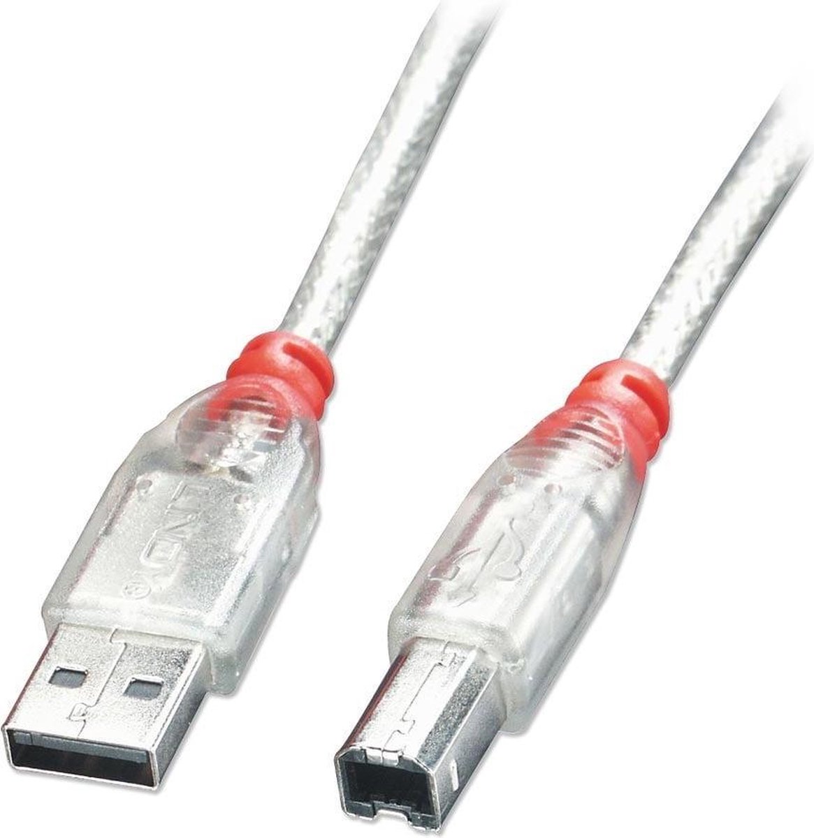 Lindy USB 2.0 Aansluitkabel [1x USB-A 2.0 stekker - 1x USB-B 2.0 stekker] 3.00 m Transparant