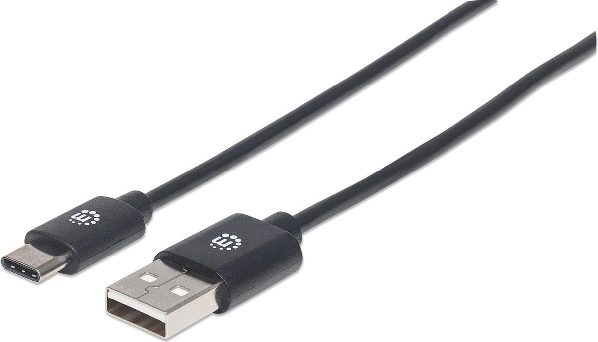 Manhattan USB 2.0 Aansluitkabel [1x USB-A 2.0 stekker - 1x USB-C 2.0 stekker] 0.50 m - Zwart