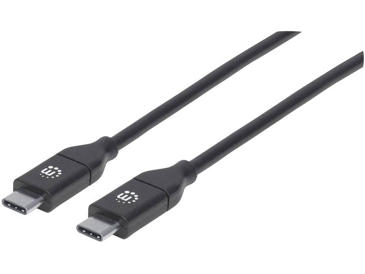 Manhattan USB 2.0 Aansluitkabel [1x USB-C 2.0 stekker - 1x USB-C 2.0 stekker] 2.00 m - Zwart