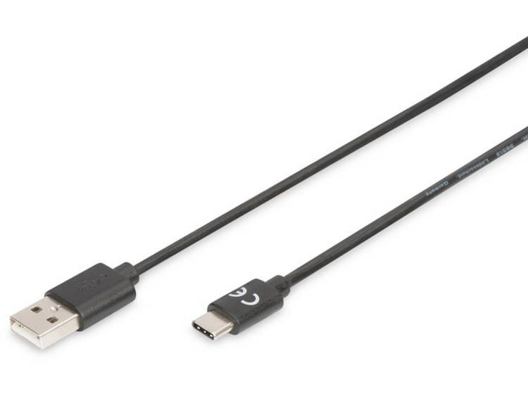 Digitus USB 2.0 Aansluitkabel [1x USB-C stekker - 1x USB-A 2.0 stekker] 1.80 m Afgeschermd - Zwart