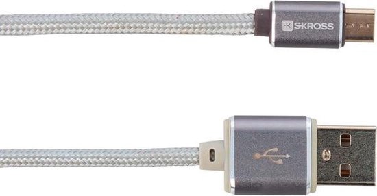 Skross USB 2.0 Aansluitkabel [1x Micro-USB-stekker - 1x USB] 1.00 m Zilver - Silver