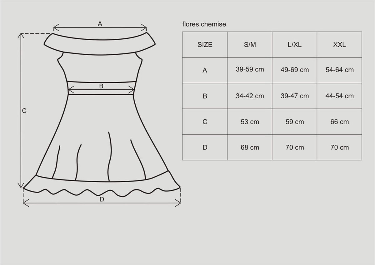 OBSESSIVE - FLORES BABYDOLL BLACK S/M - Zwart