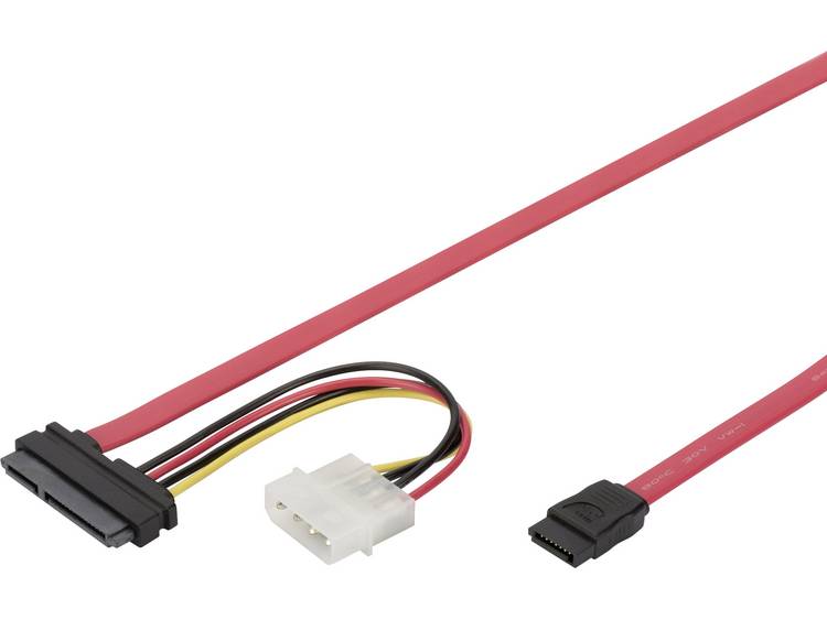 Digitus Harde schijf, Schijf Aansluitkabel [1x Molex 4-polig stekker, SATA-stekker 7-polig - 1x SATA-combi-stekker 15+7-polig] 0.50 m - Rood