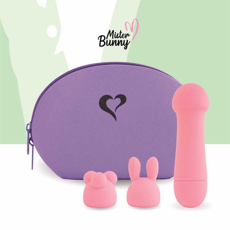 Mister Bunny Massage Vibe with 2 Silicone Caps Pink - Roze